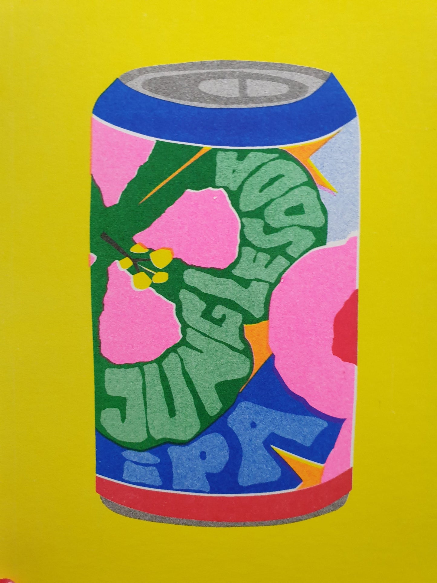 'A can of jungle soda' - risograph print.