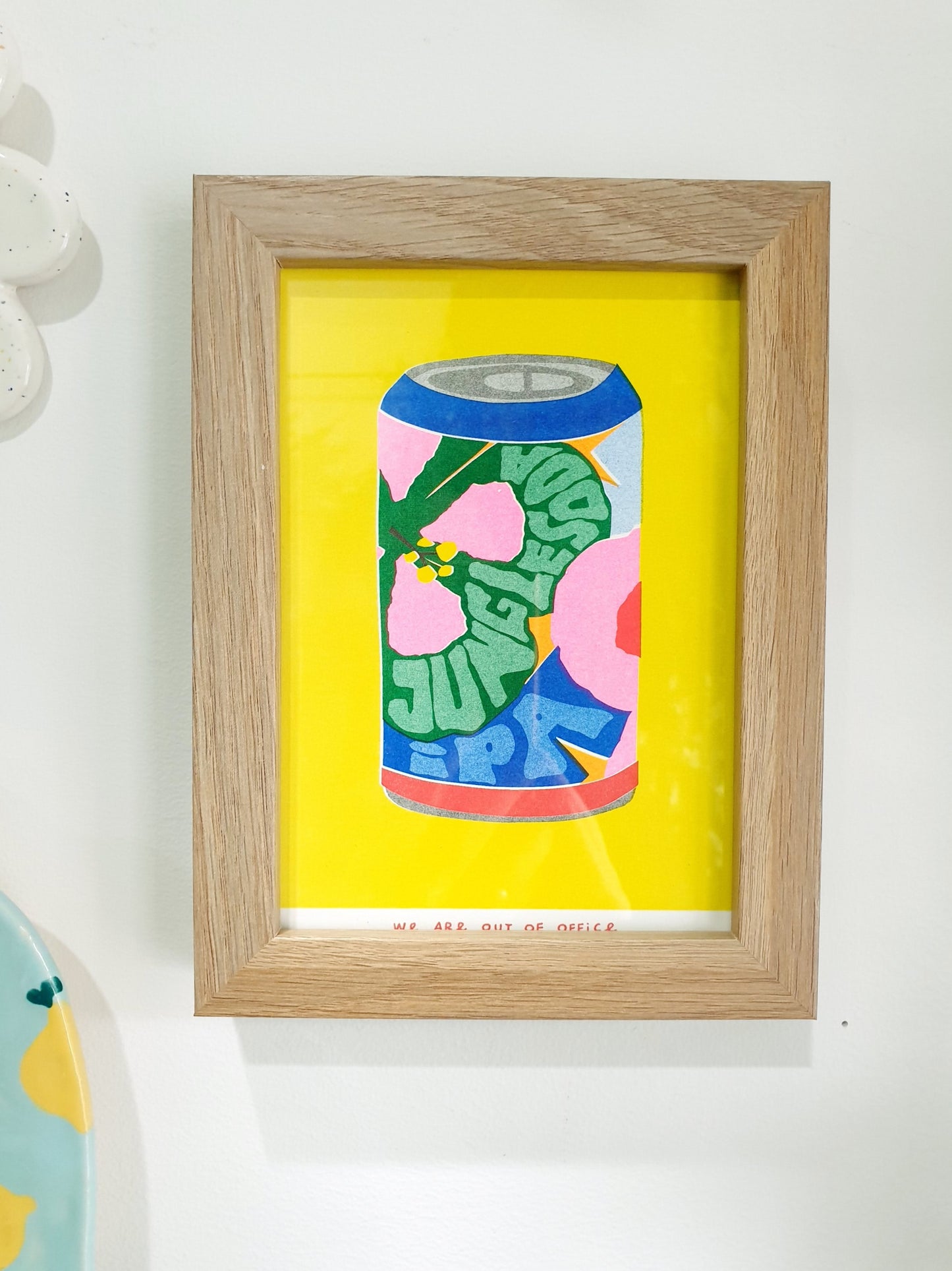 'A can of jungle soda' - A framed risograph print by 'We are out of office'