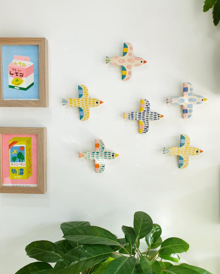 Pink Ceramic Bird wall hanging