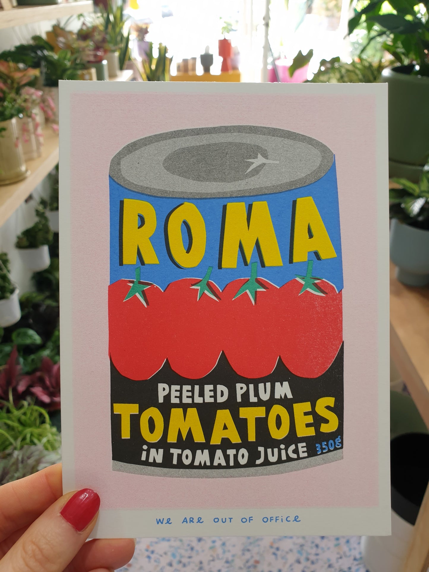 'A can of Roma plum tomatoes' - risograph print.