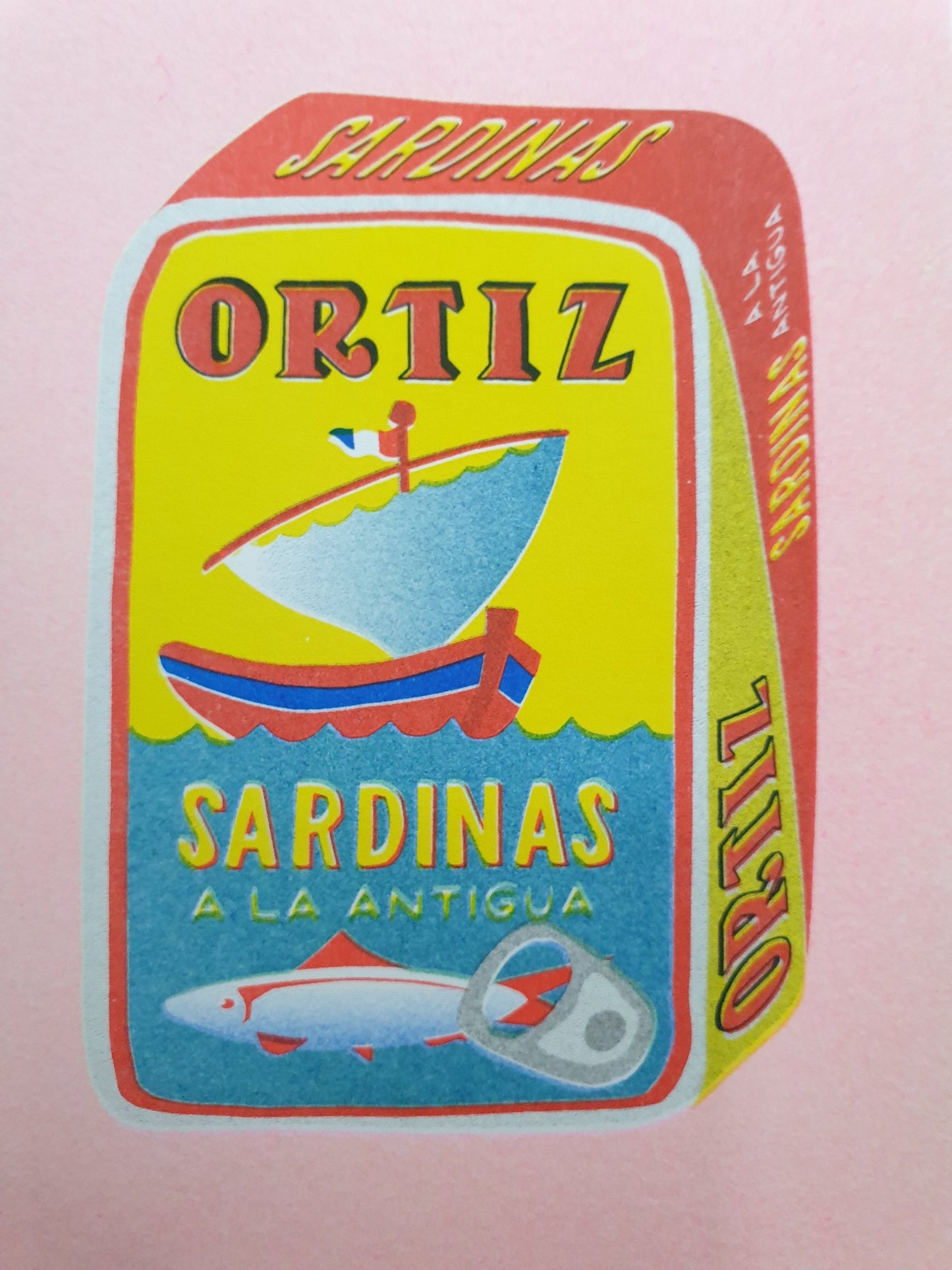 'A can full of sardines' - FRAMED risograph print by 'We are out of office'