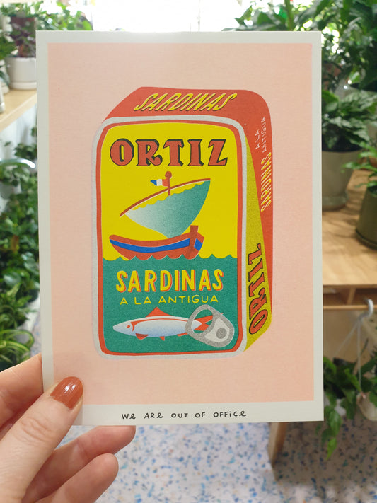 'A can full of sardines' -  risograph print.
