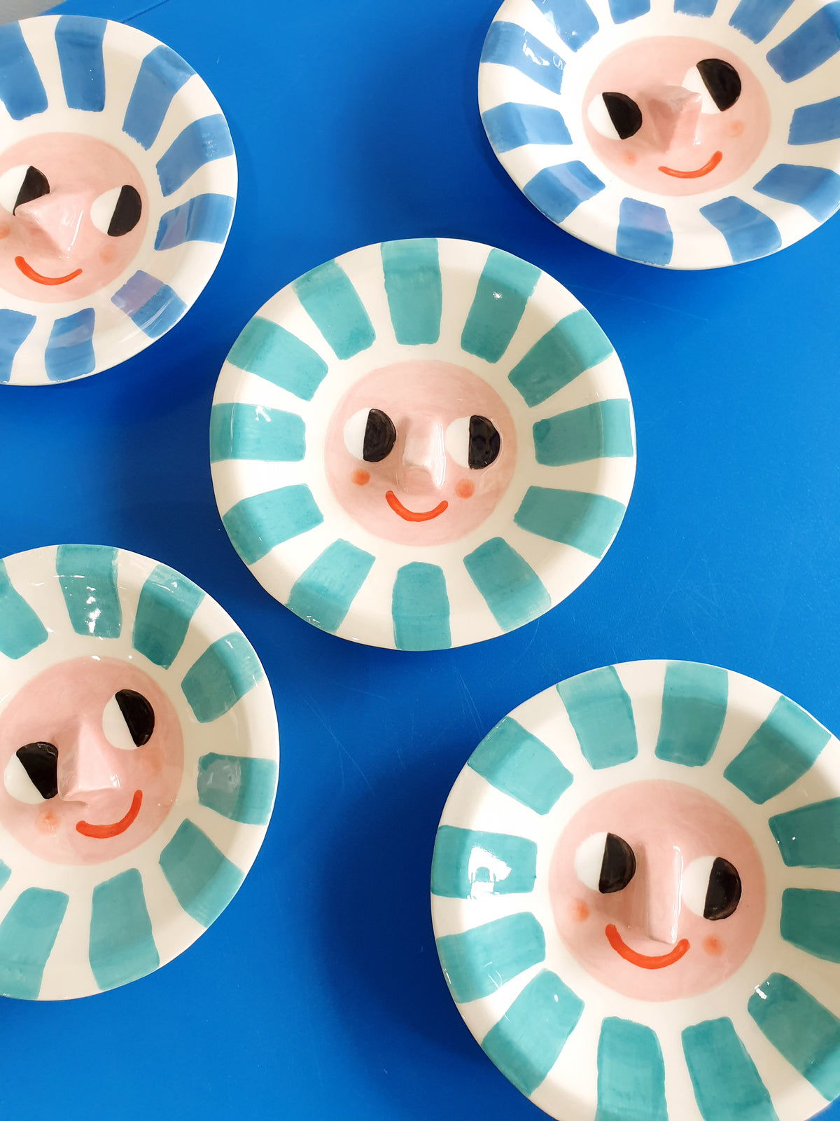 Happy Sun Trinket Dish Teal