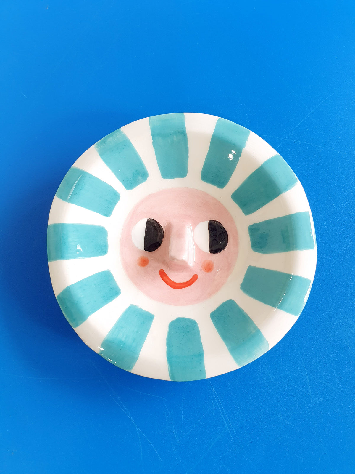 Happy Sun Trinket Dish Teal