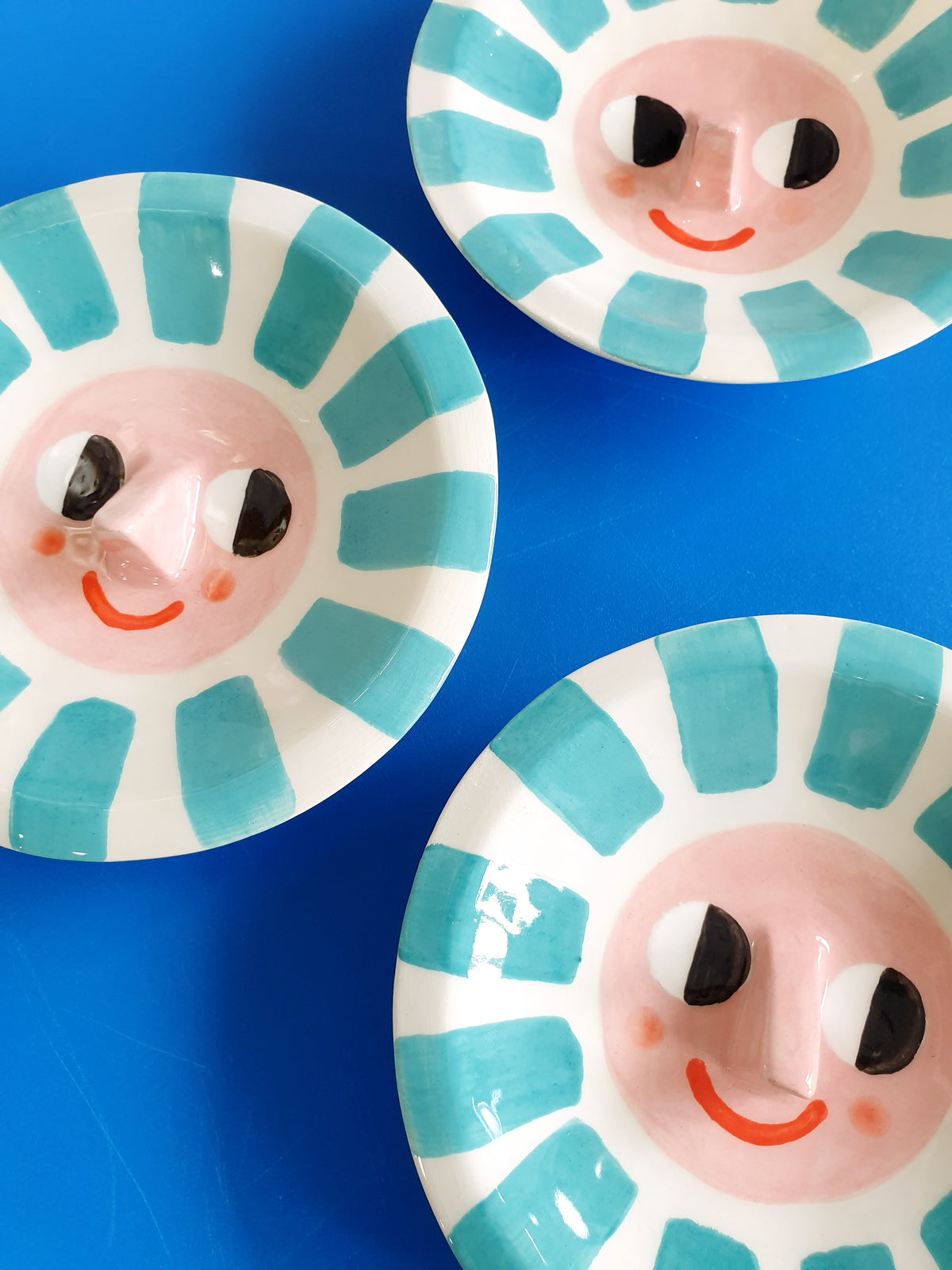 Happy Sun Trinket Dish Teal