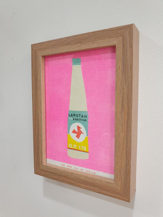 'A bottle of Indonesian Kaki Tiga Larutan' - FRAMED risograph print.