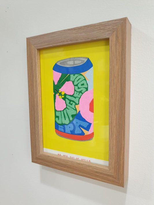 'A can of jungle soda' - A framed risograph print.