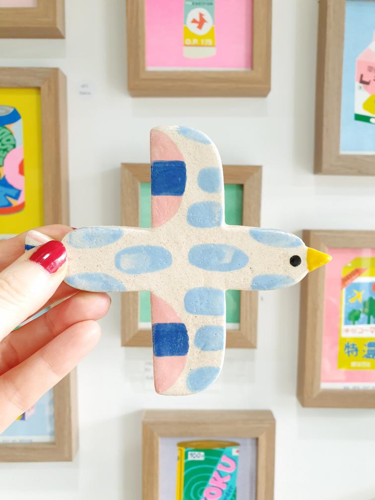 Light Blue Ceramic Bird wall hanging