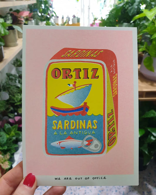 'A can full of sardines' -  risograph print by 'We are out of office'