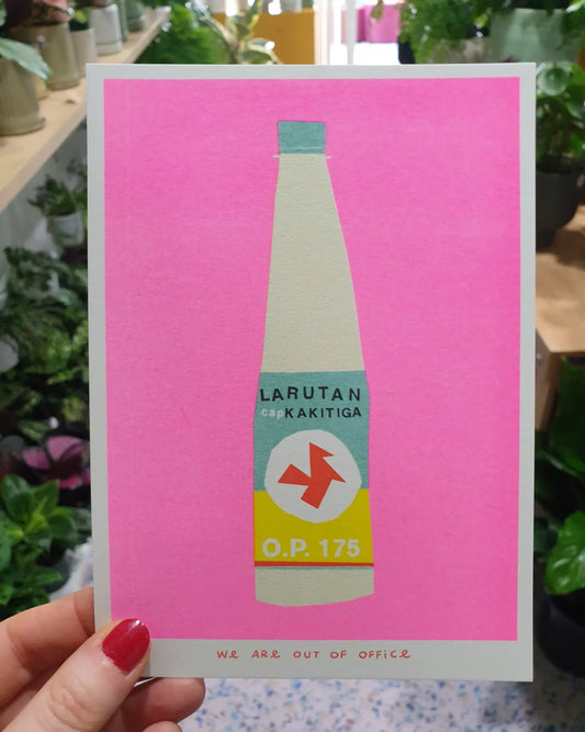'A bottle of Indonesian Kaki Tiga Larutan' - risograph print.