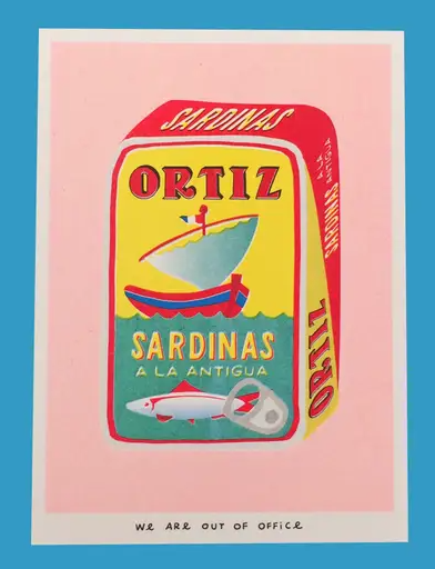'A can full of sardines' -  risograph print by 'We are out of office'