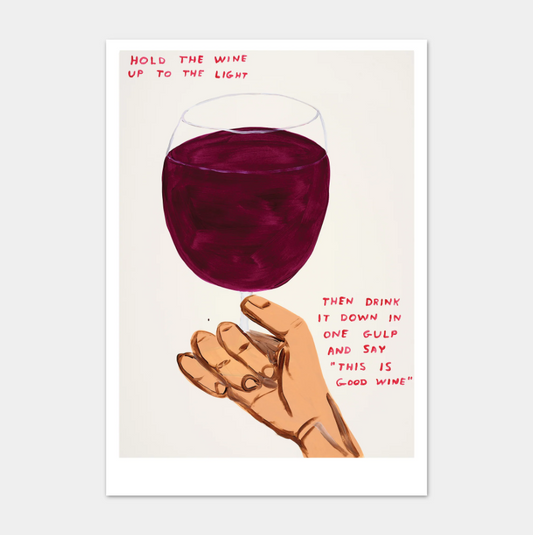 'Hold the wine up to the light' - A5 postcard