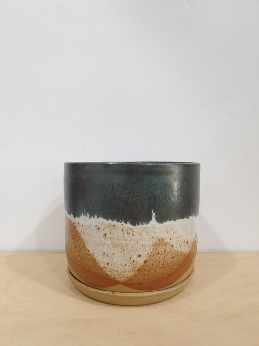 Landscape Stoneware Planter + Saucer Medium