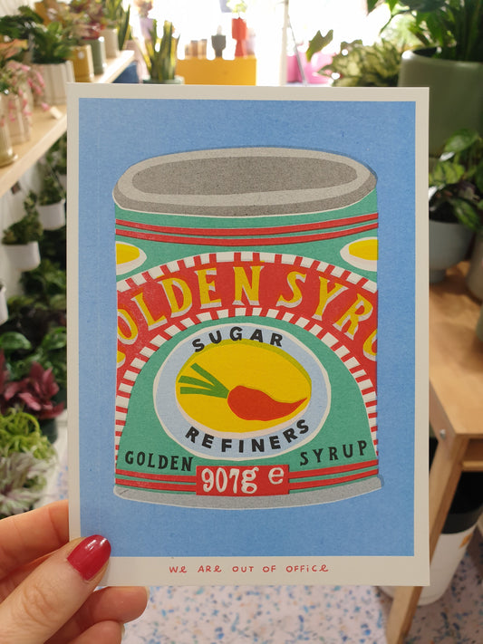 'A can of golden syrup'  - risograph print.