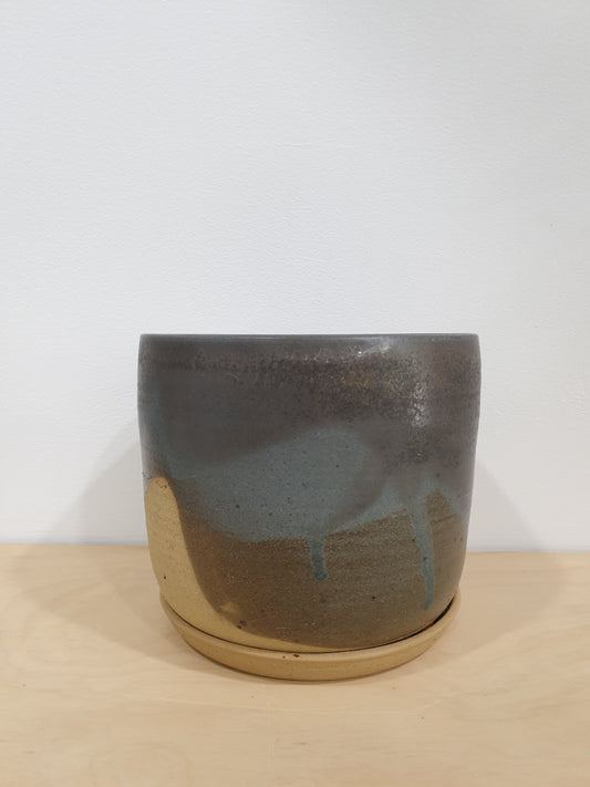 Midnight Sky Stoneware Planter + Saucer Medium