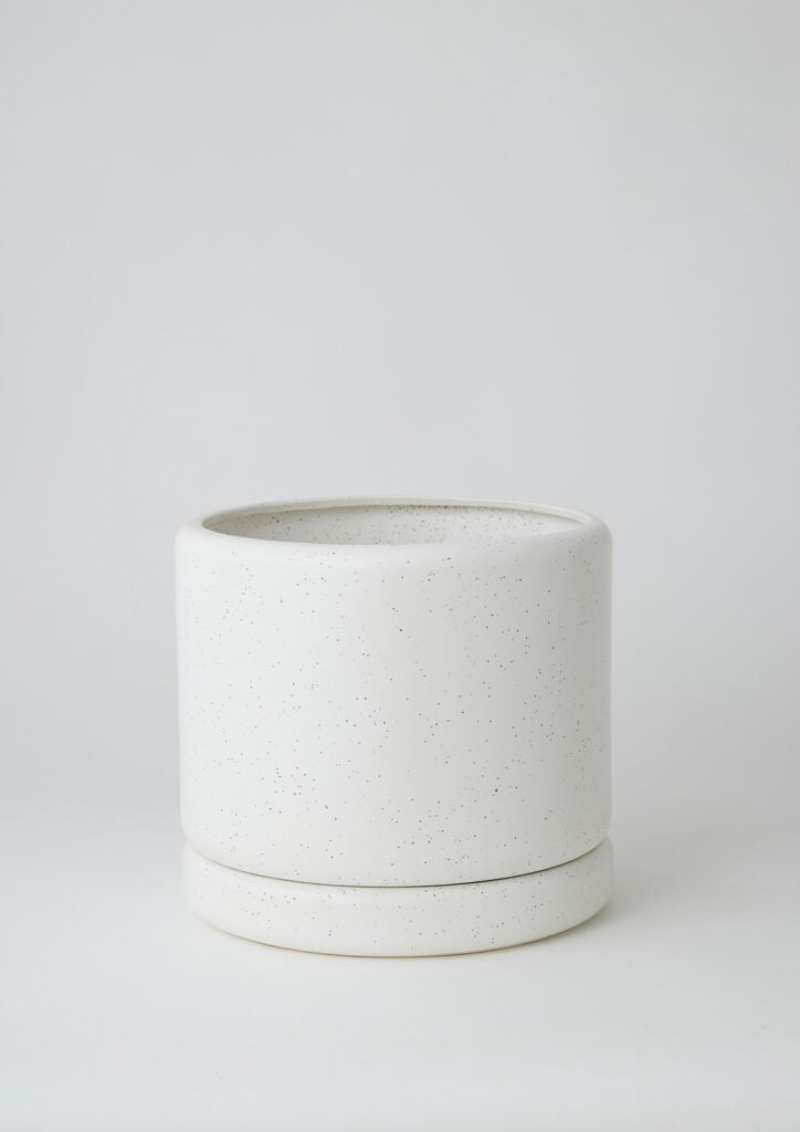 Speckled White Cylinder Planter Small